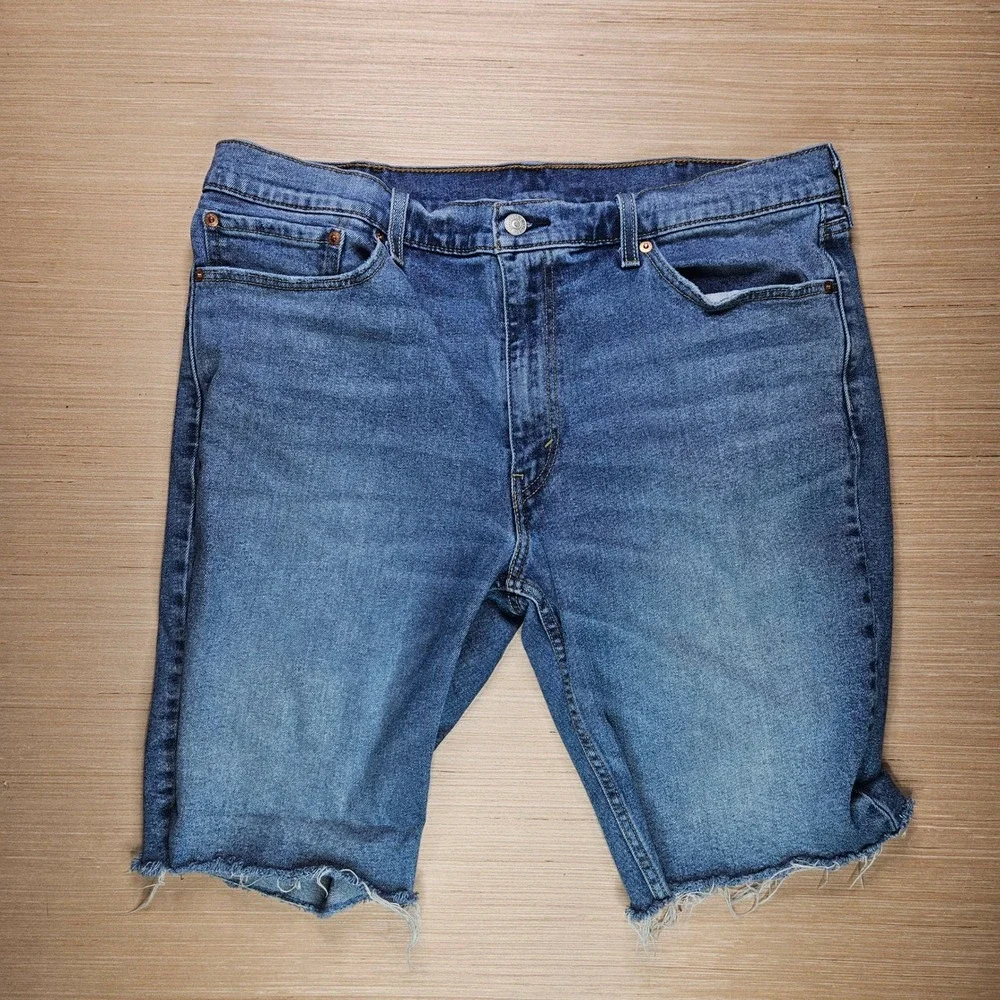 Levis 511 Denim Shorts Mens‎ 38 Blue Cut Off Raw Hem Stretch Casual